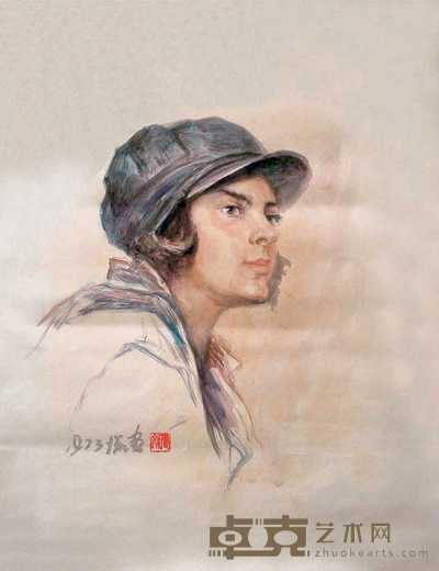 哈琼文 1973年 少女像 42×32cm